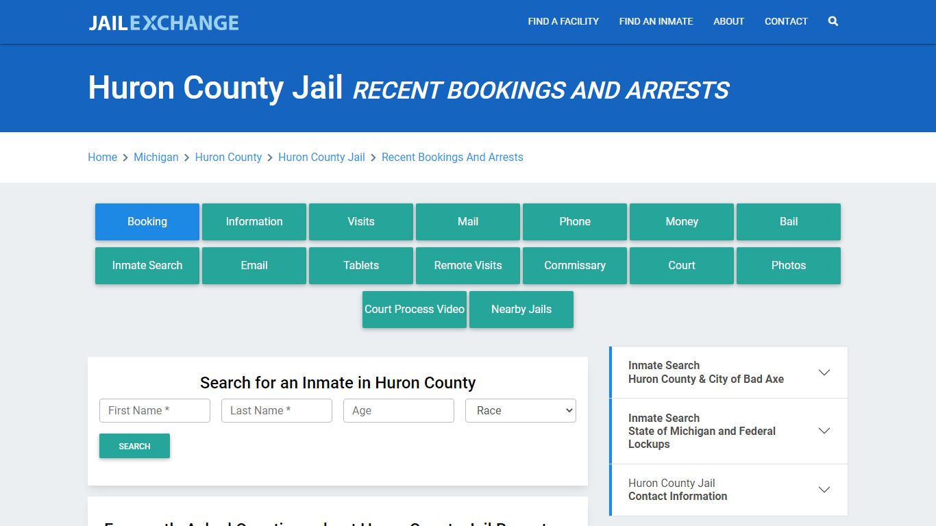 Huron County Jail MI Recent Arrests and Bookings - Jail Exchange